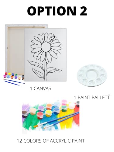 Pre-Drawn Canvas Paint Kit - 8x10, 12x16, 16x20 Sizes for DIY Parties