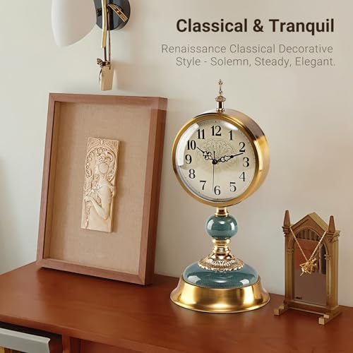 6-Inch Vintage Mantel Clock, Antique Retro Desk Clock with Silent Quartz