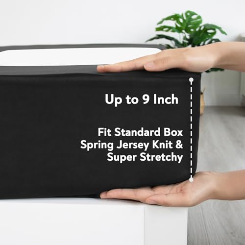 Queen Box Spring Cover - Black Stretchy Jersey Knit Bed Skirt Wrap