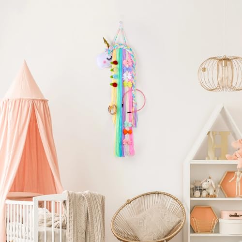 Unicorn Hair Bow Holder Wall Hanging Organizer for Girls Hair Accessories