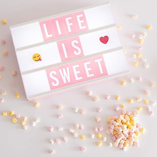 Pink Cinema Light Box with 400 Letters, Emojis, and Markers for Room Decor