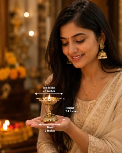 Pure Brass Diya Lamp for Hindu Puja - 2.5 Inch Height