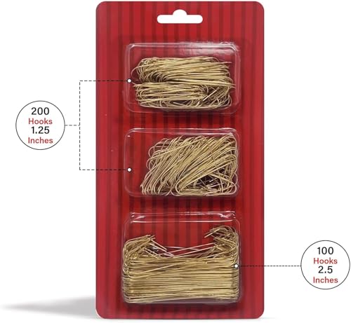 Gold Metal Ornament Hooks – 300 Pack for Christmas Tree & Decor