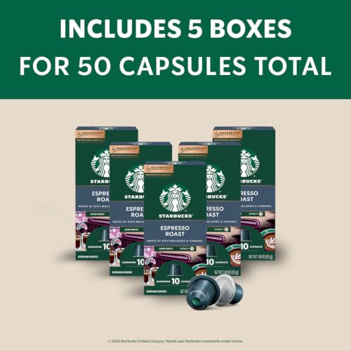 Dark Roast Espresso Coffee Pods - 50 Count Recyclable Capsules (5 Pack)