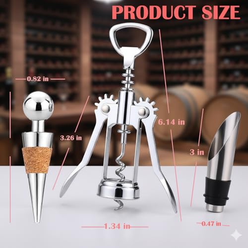Premium Wine Opener Gift Set with Corkscrew Pourer & Bottle Stopper