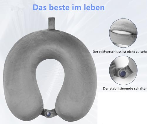 Travel Pillow - 100% Pure Memory Foam U-Shaped Neck Support