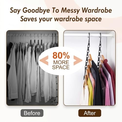 10 Pack Space Saving Hangers Black Plastic Closet Organizer