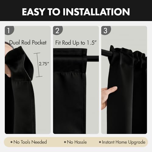 Blackout Kitchen Tier Curtains - 36 Inch Privacy Protection