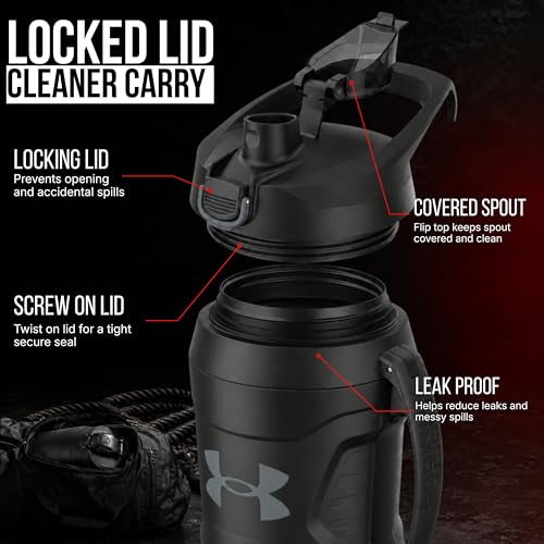 Insulated Water Bottle 64 oz Half Gallon Sports Jug with Handle and Fence Hook