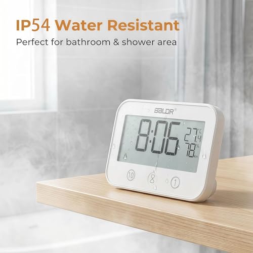 Waterproof Digital Shower Clock with Timer, Temperature and Humidity Display