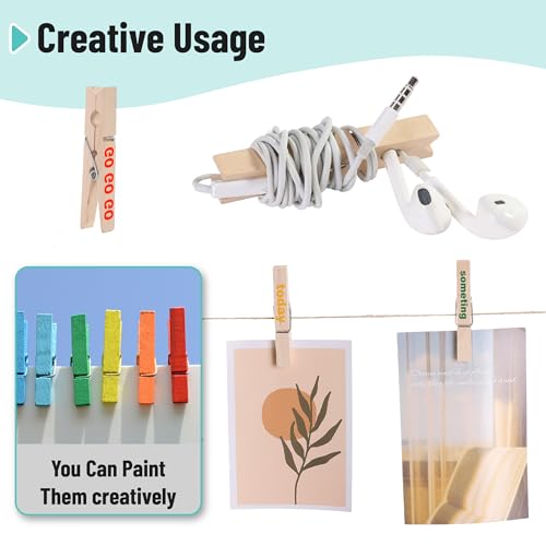 Mr. Pen Large Wooden Clothes Pins 2.9 Inch 50 Pack Natural Wood Clips
