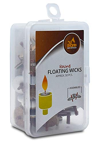 Round Floating Cotton Wicks with Cork Holders - 50 Count for Oil Cups