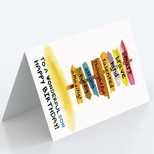 Birthday Greeting Card for Son from Parents with Envelope and Sticker