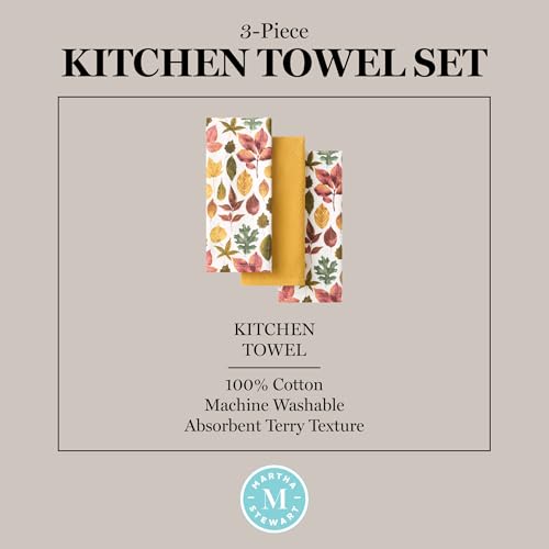 Autumn Harvest Kitchen Towels 3-Piece Set, 100% Cotton, 16"x28"