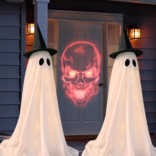 Light-Up Outdoor Halloween Ghost Decorations with Remote Control (Set of 2)