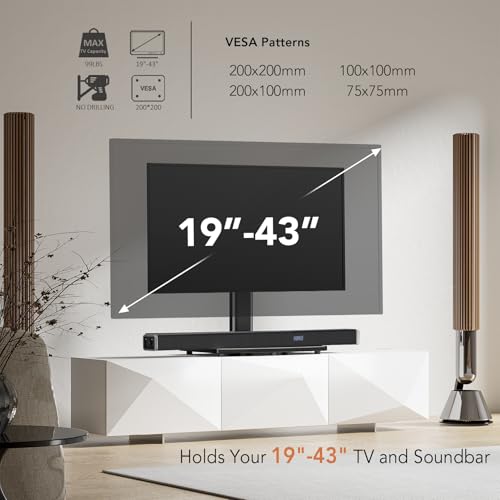 Universal Swivel Tabletop TV Stand for 19-43 Inch TVs | Height Adjustable