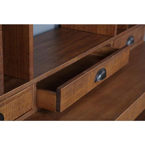 Country Cottage Monitor Hutch with 3 Drawers and Vertical Binder Storage