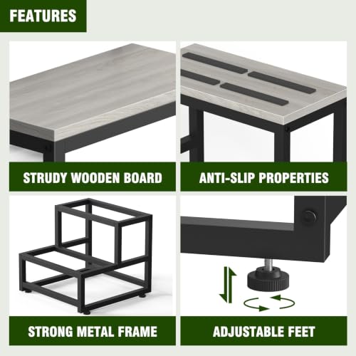 Heavy Duty 2-Step Stool, Non-Slip Wooden Step Stool for Adults and Kids