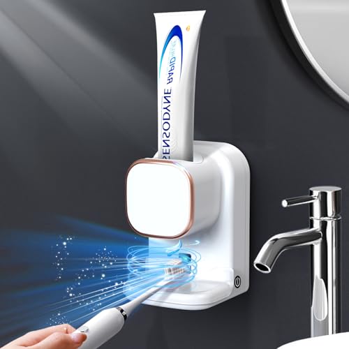 Automatic Touchless Toothpaste Dispenser, Wall Mounted Bathroom Organizer