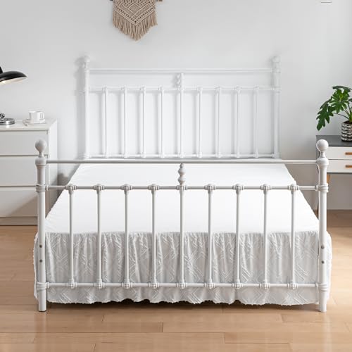 White Tufted Dot Bed Skirt - Twin Size, 18-Inch Drop with Split Corners