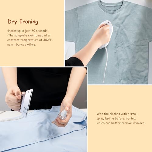 Newbealer Dual Voltage Travel Iron - 0.8lbs Lightweight Mini Dry Iron with Ceramic Soleplate