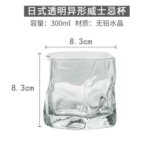 300ml Japanese Transparent Square Water Cup - Retro Irregular Shape & Household Use