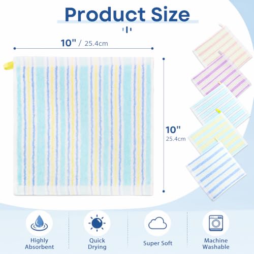 20-Pack Cotton Washcloths, 10x10 Inch Soft Reusable Face Towels