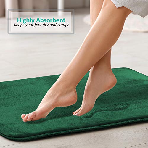 Clara Clark 3-Piece Memory Foam Bath Rug Set - Green Non-Slip Velvet Mats