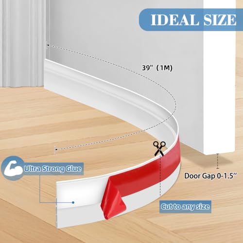 Silicone Door Draft Stopper - Self-Adhesive Door Sweep Weather Stripping