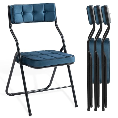 Padded Folding Chairs Set of 4, Heavy Duty Portable Chairs with Cushion