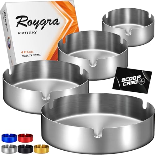 Stainless Steel Ashtray Set (4 Pack) for Indoor and Outdoor Use