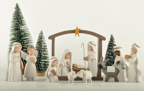 Ivory White Nativity Set 12-Piece Holy Family - MeritMode Christmas Figurines
