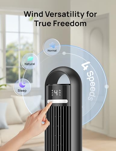 Dreo Tower Fan, Quiet 28dB Oscillating Standing Fan with Remote