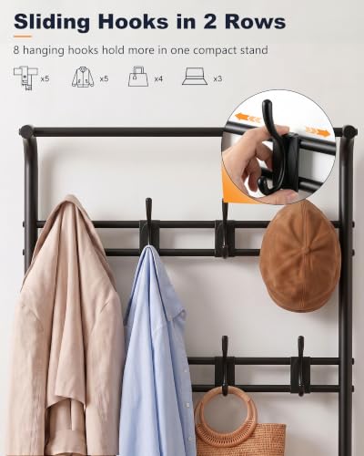 4-in-1 Hall Tree with Shoe Bench and Coat Rack - 71-Inch Mudroom Organizer