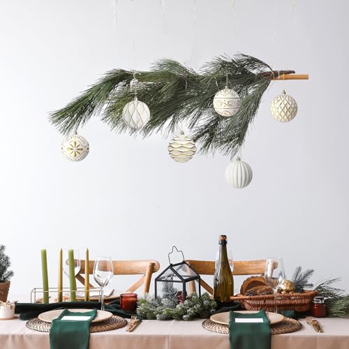 Soulchen White Gold Christmas Ornaments 4-inch Shatterproof Holiday Decor Set of 6