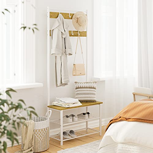 3-in-1 Hall Tree with Bench, Shoe Storage, and 9 Removable Hooks