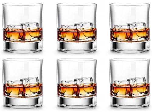 LUXU Old Fashioned Whiskey Glasses Set of 6, 11 OZ Short Tumbler for Scotch Bourbon