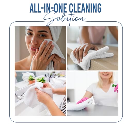 Dan River 24-Pack Cotton Washcloths Set - 12x12 Quick Dry White Face Towels