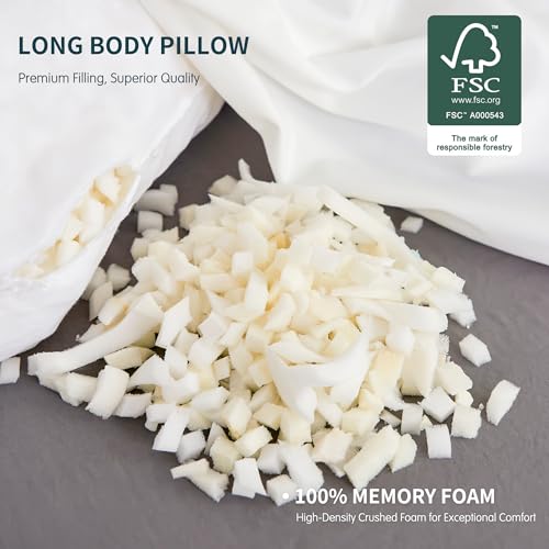 Memory Foam Body Pillow 7.8"x60" with Removable Velvet Cover