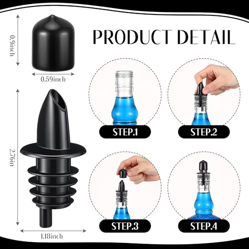 Honeydak 12 Pack Bottle Pourers with Dust Caps for Liquor & Syrup Bottles