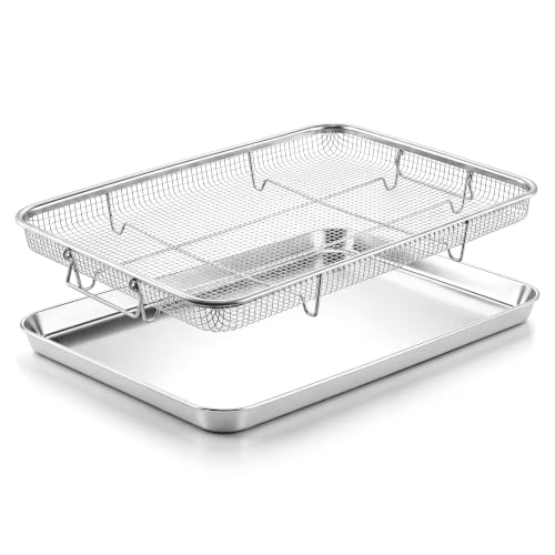 Large Stainless Steel Air Fryer Basket and Tray Set for Oven, 18" x 13"