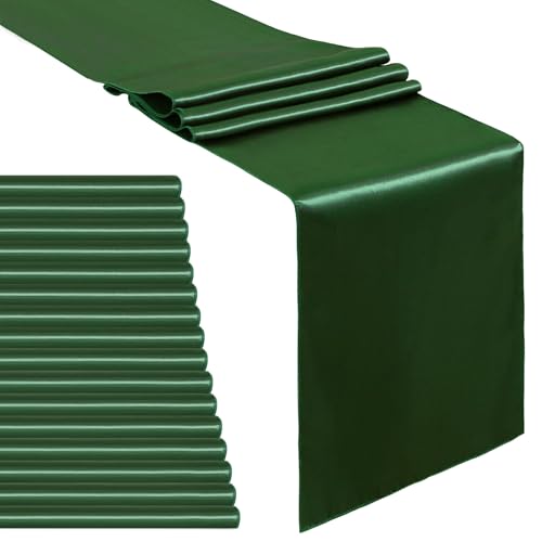 Forest Green Satin Table Runners 16 Pack, 12x108 In - B-COOL (Variation: Forest Green / 12x108-16 Pack)