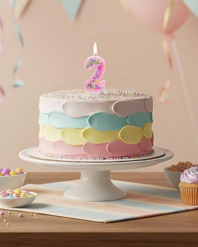 Colorful Number 2 Birthday Candle - Sweet Macaron Design