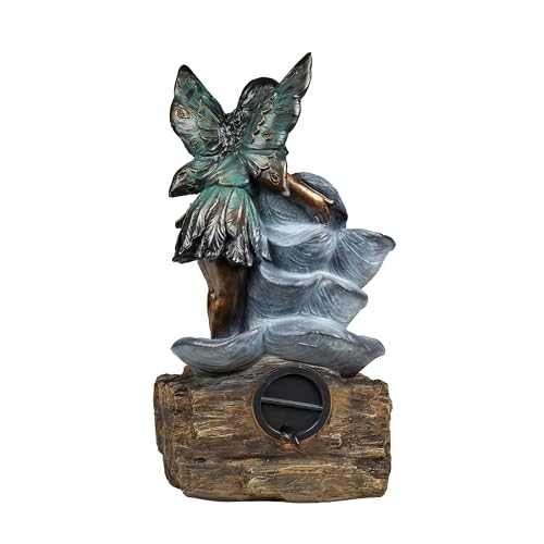 Fairy on Rock Water Fountain with LED Lights for Indoor and Outdoor Decor