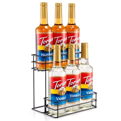 6-Bottle Coffee Syrup Organizer Rack for Kitchen Countertop Storage