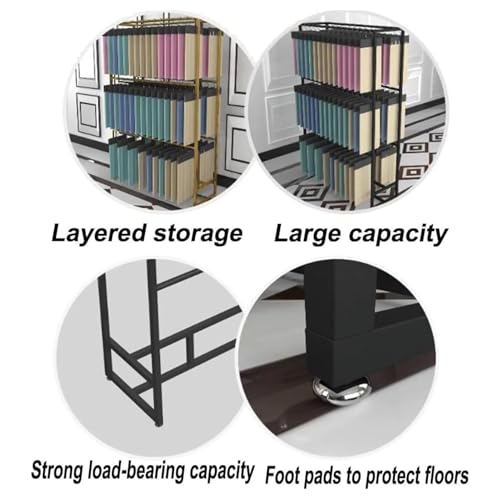 Rolling Metal Display Rack for Vinyl, Fabric, and Scarves - Adjustable Tier