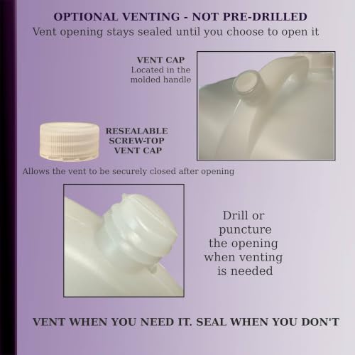 5 Gallon Vented Plastic Water Storage Carboy with Cap - Food Grade BPA-Free