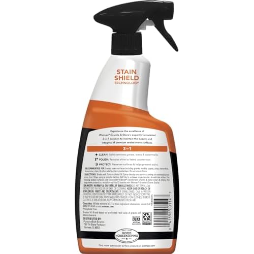 Weiman Granite Cleaner Polish and Protect, Streak Free, pH Neutral Formula for Daily Use on Interior & Exterior Natural Stone with Microfiber Towel, 3 in 1-2 Pack