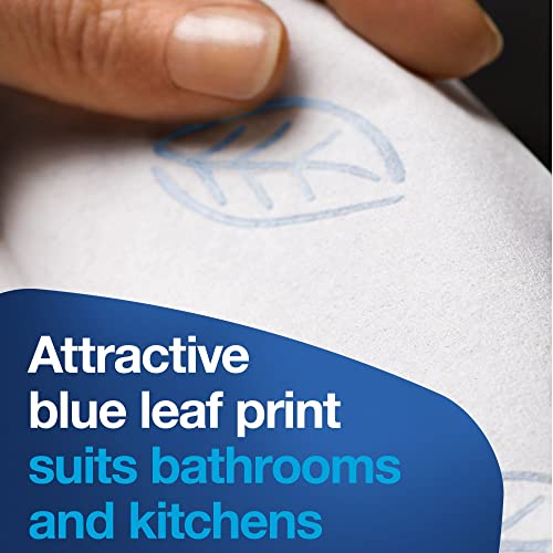 Extra Soft Multifold Paper Hand Towels, White & Blue Leaf Print, 16 Packs