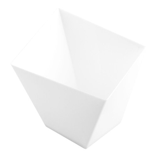 Restaurantware 5.5 Ounce Appetizer Dishes 100 Disposable Square Cups - Large Sturdy White Plastic Dessert Bowls Unique Design For Appetizers Desserts Fruits At Buffets Or Parties